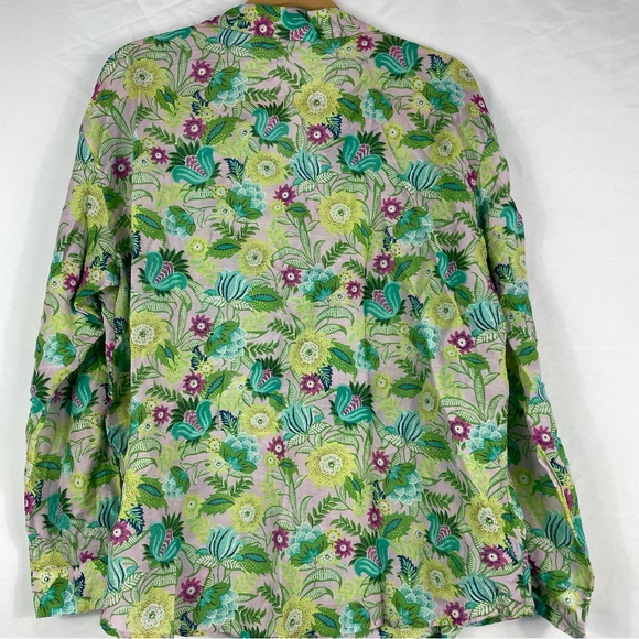 J.Jill Jasmine Whimsical Blooms Floral Cotton Silk Button Down Blouse - Picture 3 of 9